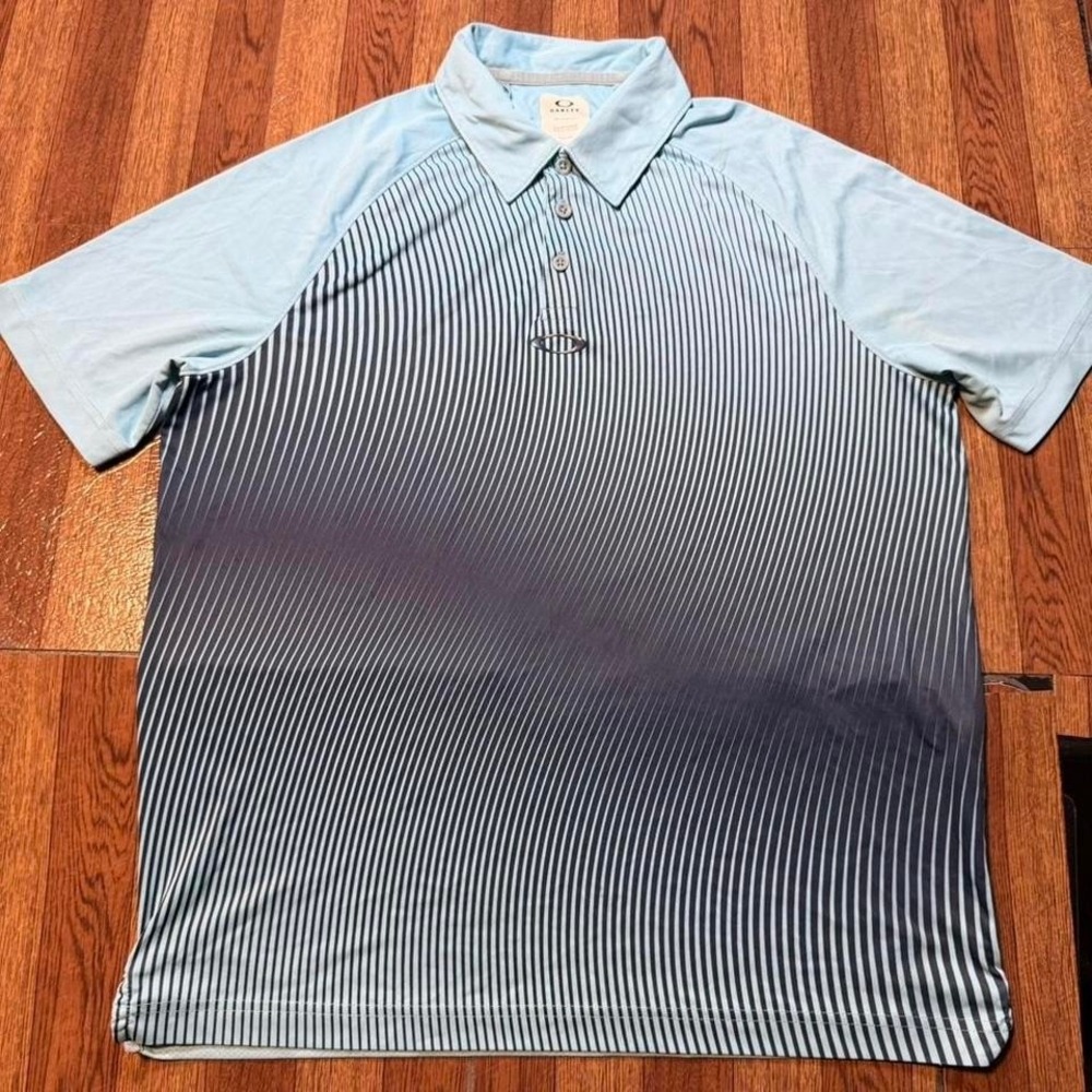 Oakley Blue Hydrolix Retro Tech Sportswear Button Golf Polo Shirt XS